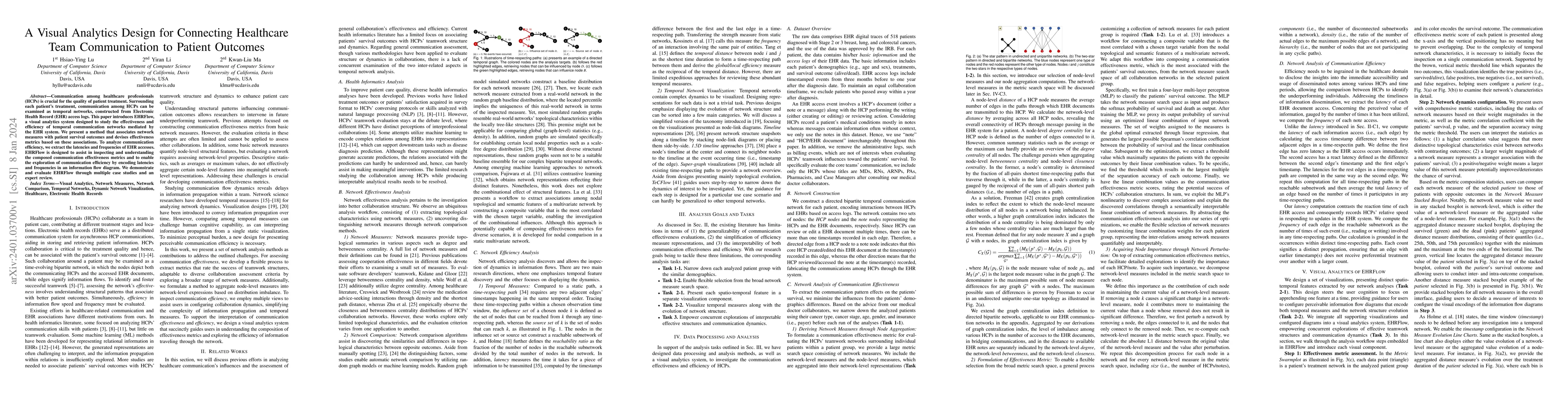 Thumbnail for A Visual Analytics Design for Connecting Healthcare Team Communication
  to Patient Outcomes