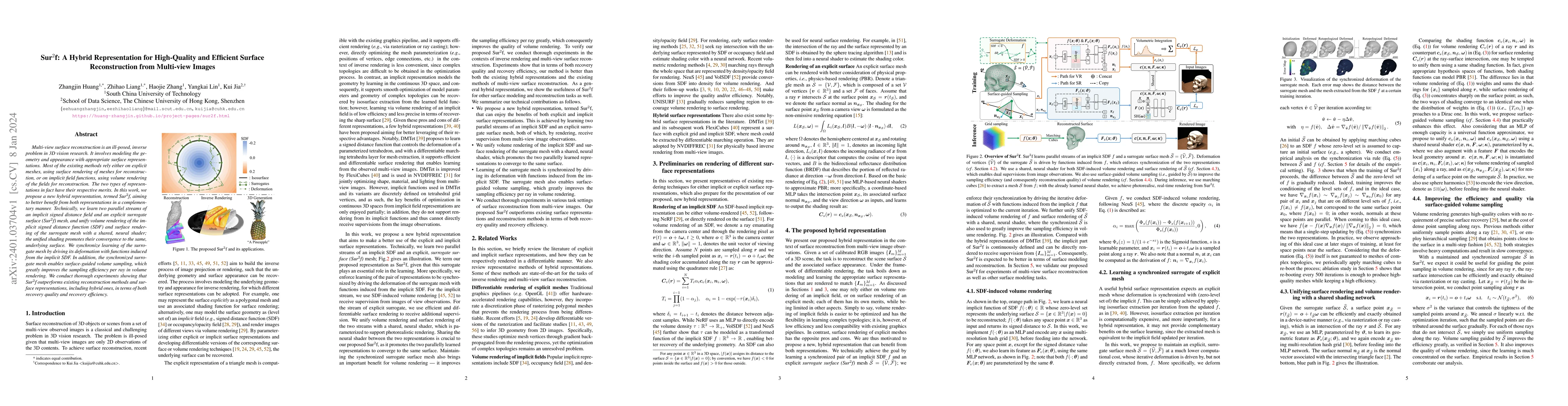 Thumbnail for Sur2f: A Hybrid Representation for High-Quality and Efficient Surface
  Reconstruction from Multi-view Images