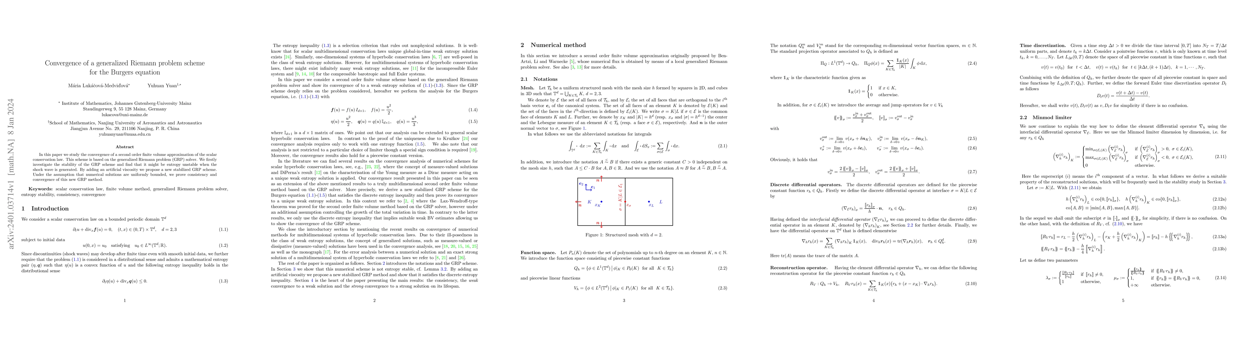 Thumbnail for Convergence of a generalized Riemann problem scheme for the Burgers
  equation