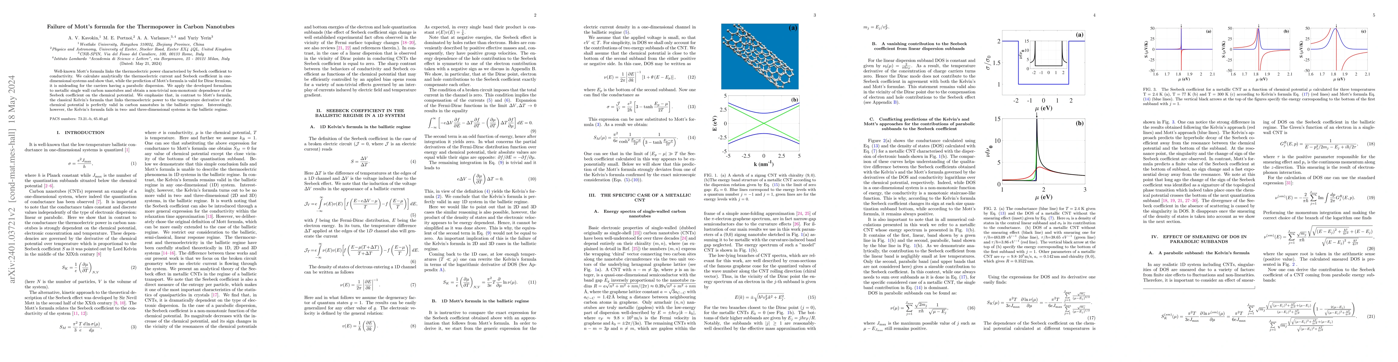 Thumbnail for Failure of the Mott's formula for the Thermopower in Carbon Nanotubes