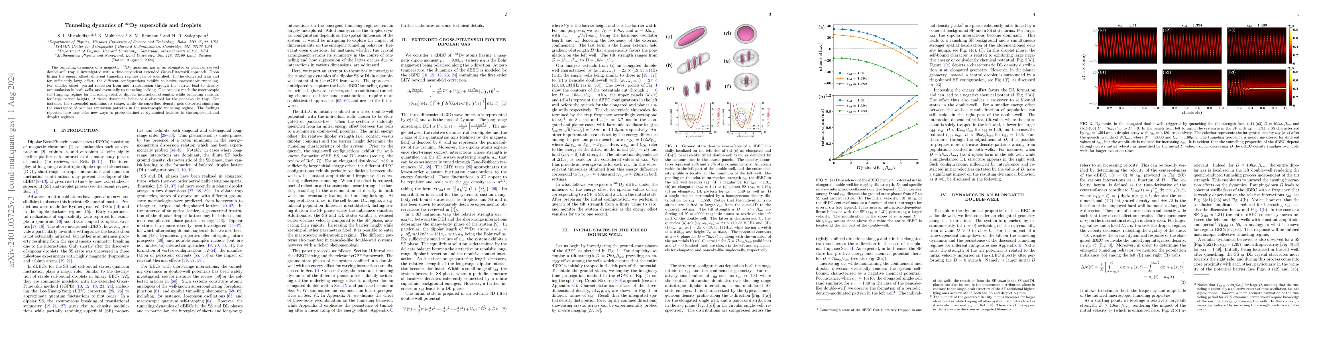 Thumbnail for Tunneling dynamics of $^{164}$Dy supersolids and droplets