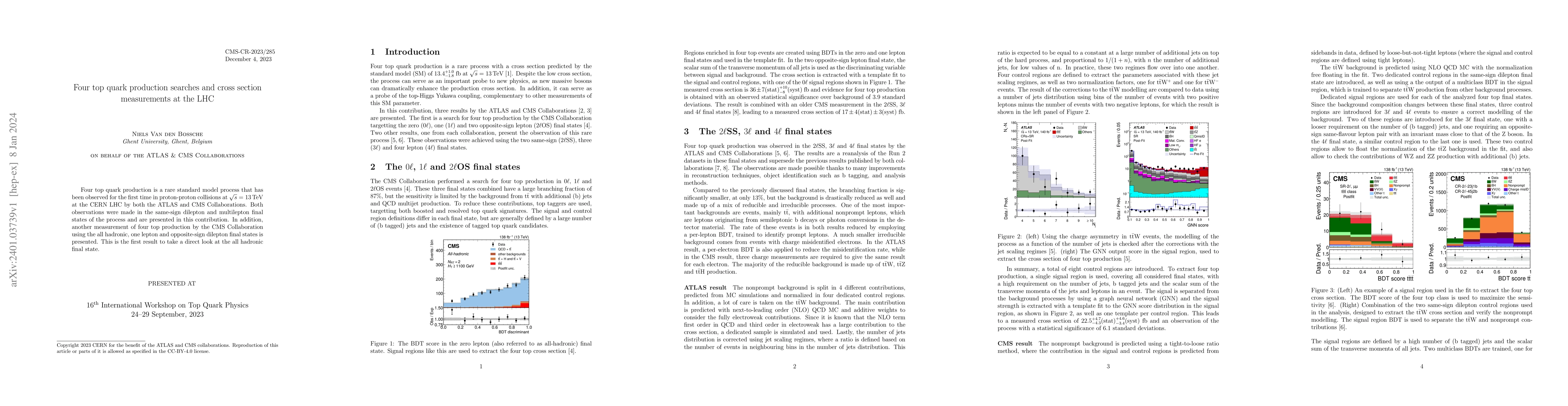 Thumbnail for Four top quark production searches and cross section measurements at the
  LHC