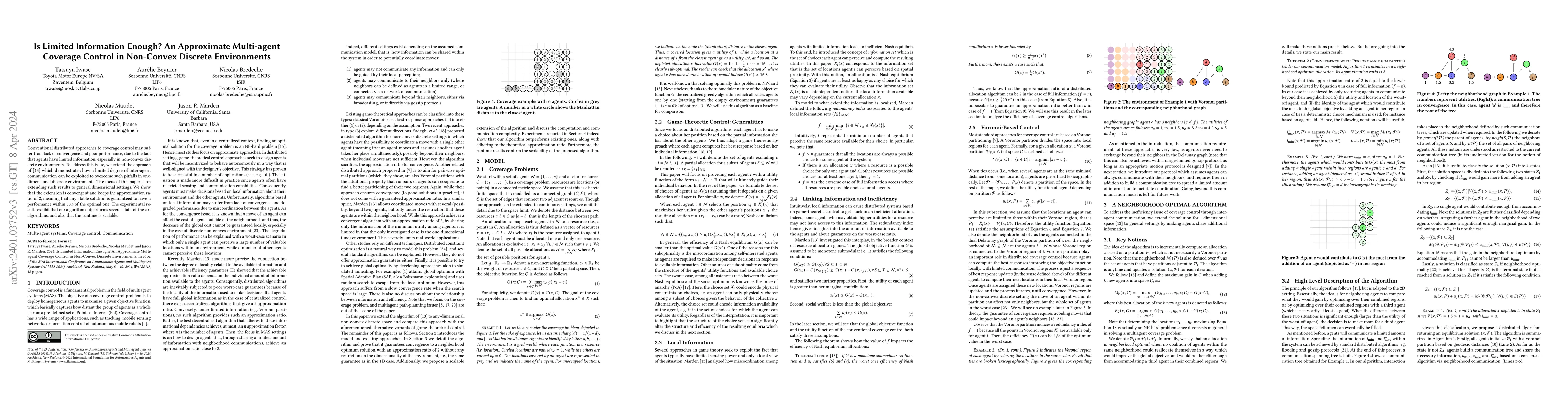 Thumbnail for Is Limited Information Enough? An Approximate Multi-agent Coverage
  Control in Non-Convex Discrete Environments