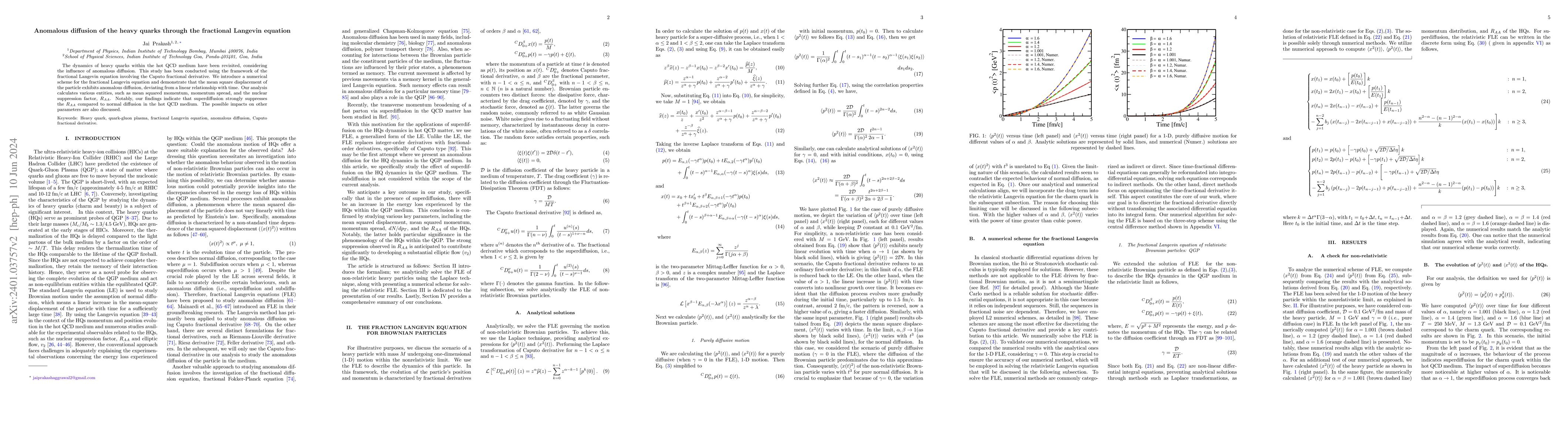 Thumbnail for Anomalous diffusion of the heavy quarks through the fractional Langevin
  equation