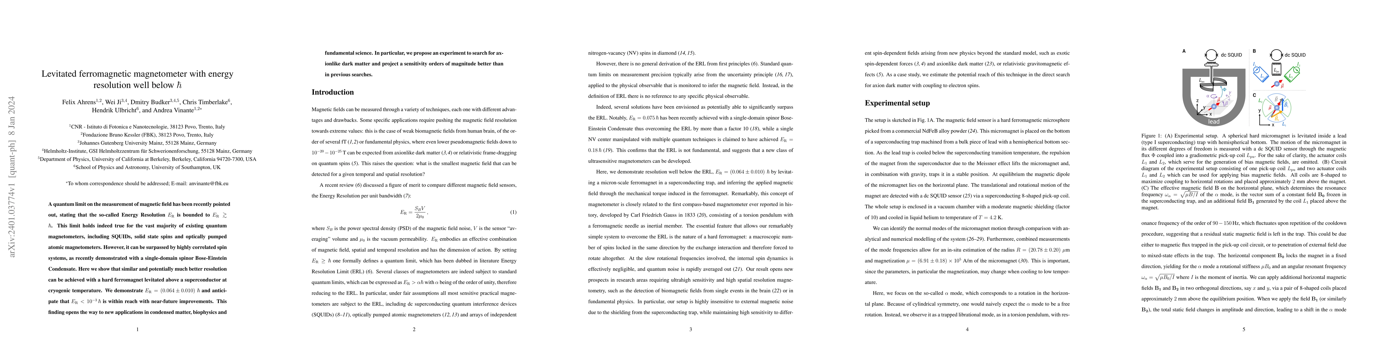 Thumbnail for Levitated ferromagnetic magnetometer with energy resolution well below
  $\hbar$