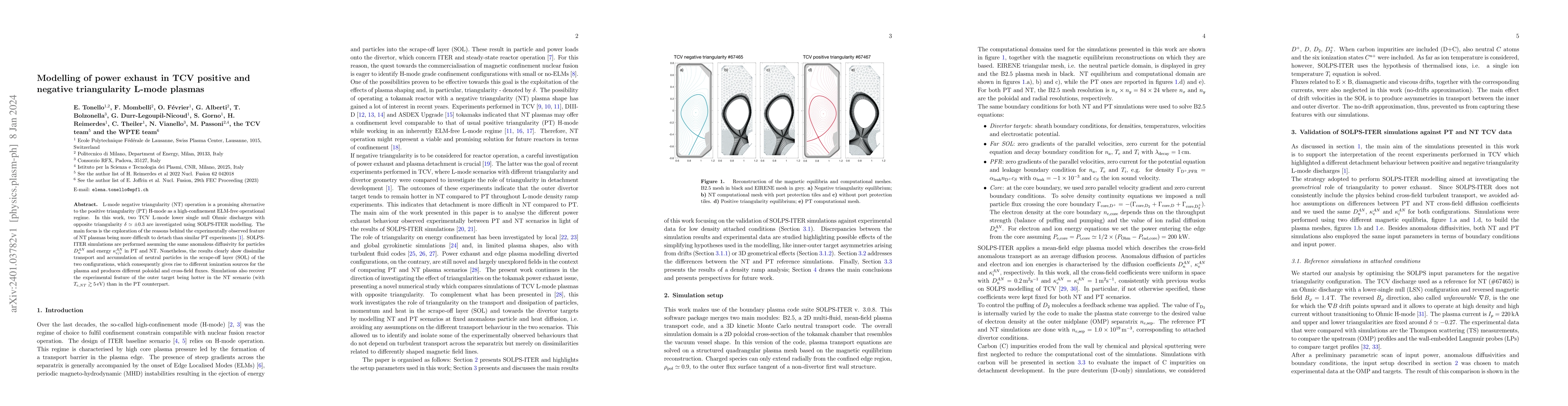 Thumbnail for Modelling of power exhaust in TCV positive and negative triangularity
  L-mode plasmas