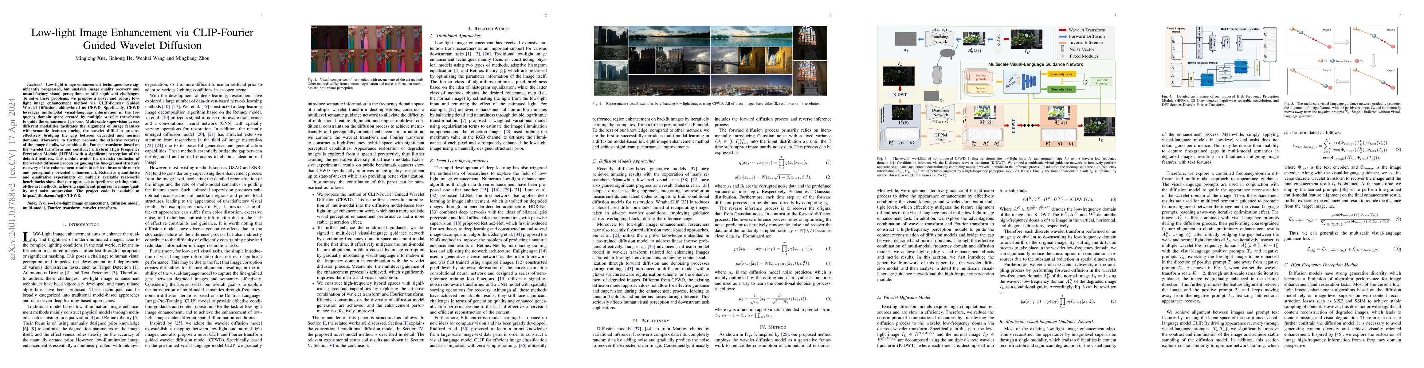 Thumbnail for Low-light Image Enhancement via CLIP-Fourier Guided Wavelet Diffusion