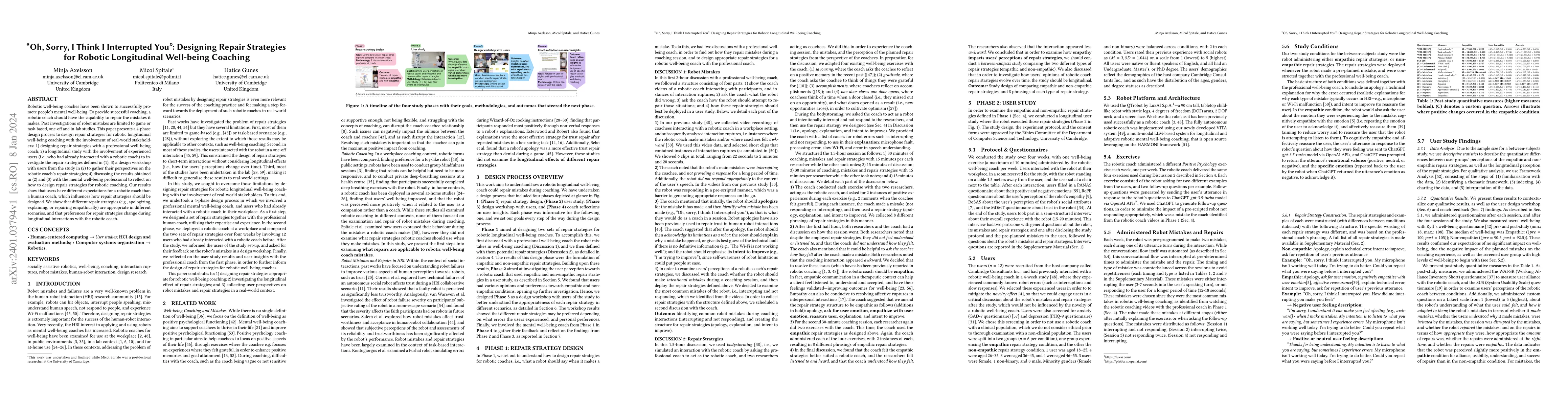 Thumbnail for "Oh, Sorry, I Think I Interrupted You'': Designing Repair Strategies for
  Robotic Longitudinal Well-being Coaching