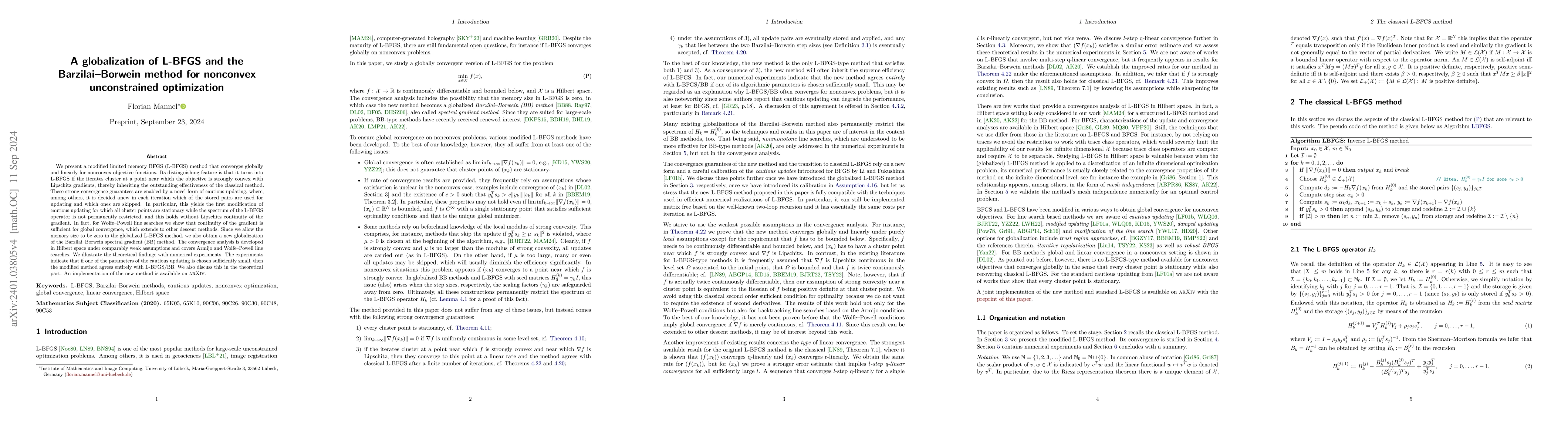 Thumbnail for A globalization of L-BFGS for nonconvex unconstrained optimization