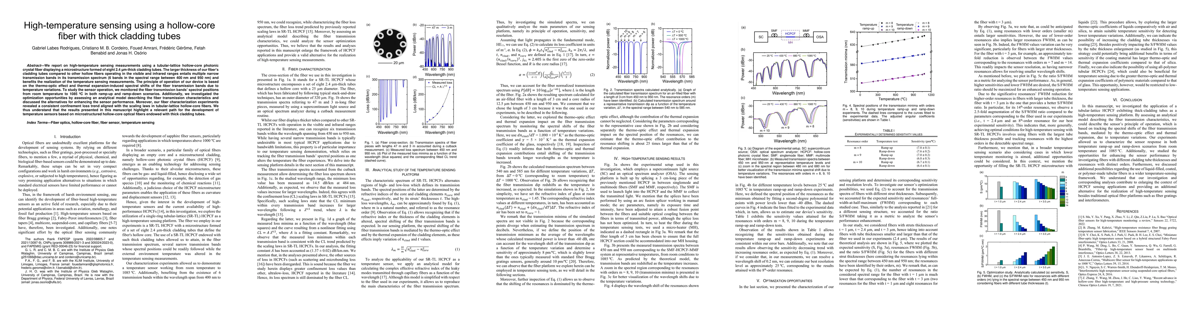 Thumbnail for High-temperature sensing using a hollow-core fiber with thick cladding
  tubes