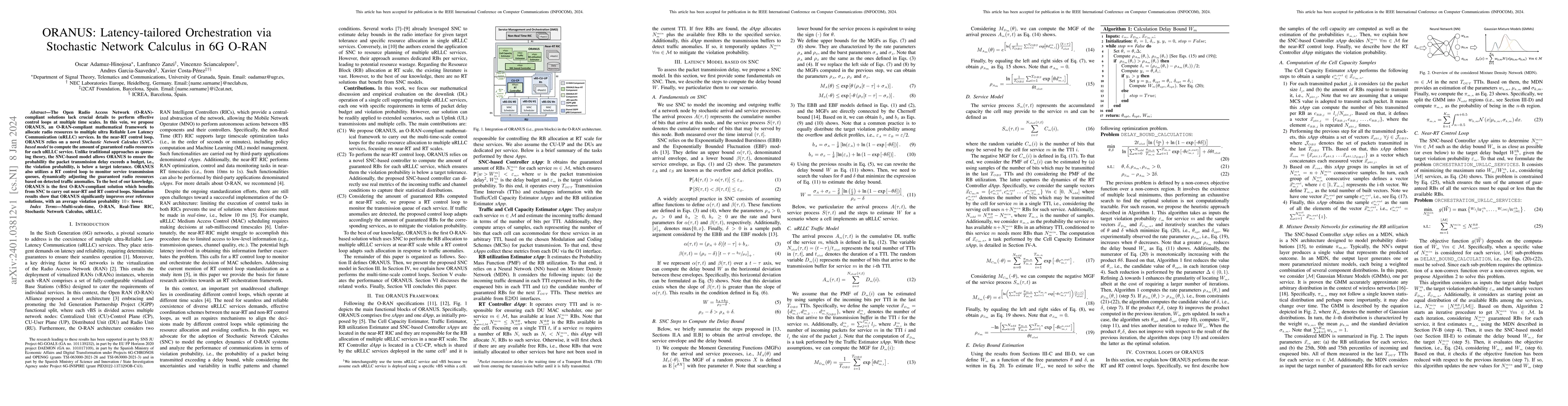 Thumbnail for ORANUS: Latency-tailored Orchestration via Stochastic Network Calculus
  in 6G O-RAN