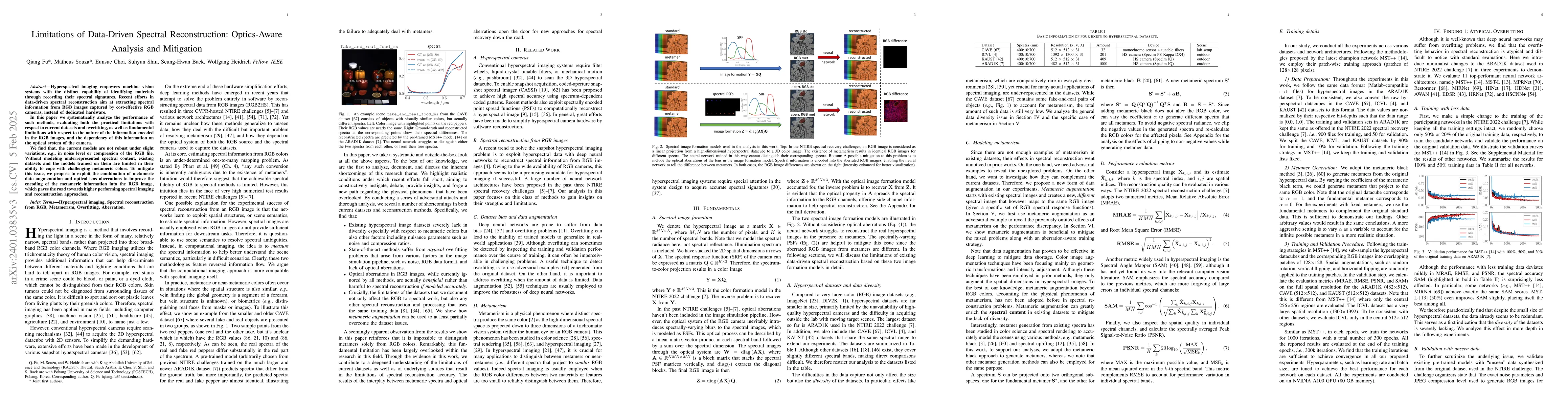 Thumbnail for Limitations of Data-Driven Spectral Reconstruction -- Optics-Aware
  Analysis and Mitigation