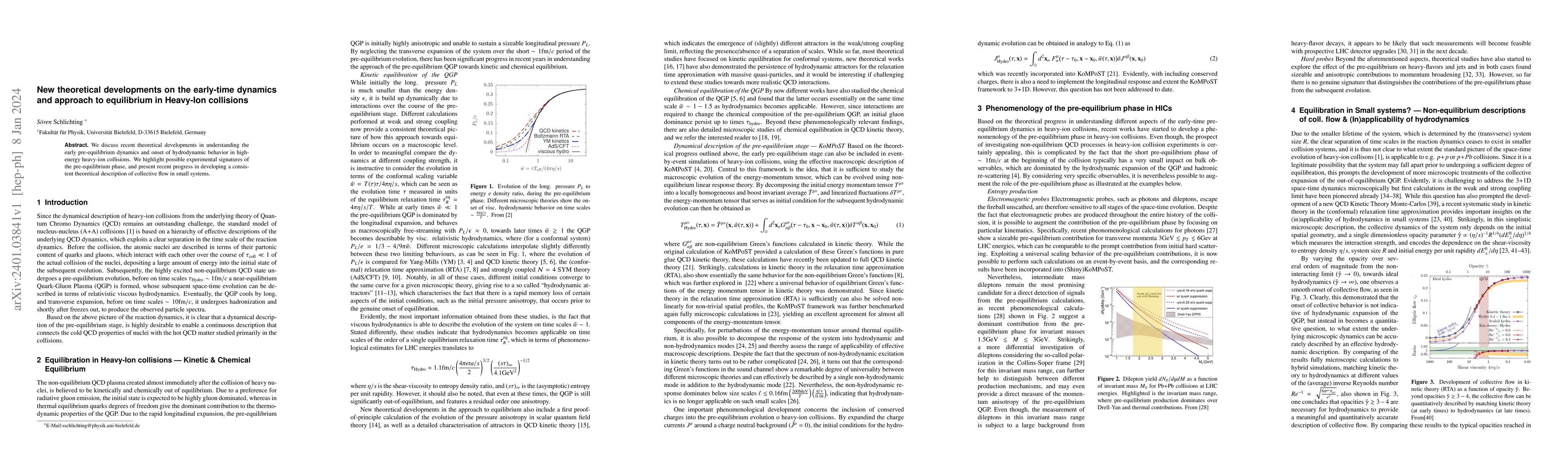Thumbnail for New theoretical developments on the early-time dynamics and approach to
  equilibrium in Heavy-Ion collisions