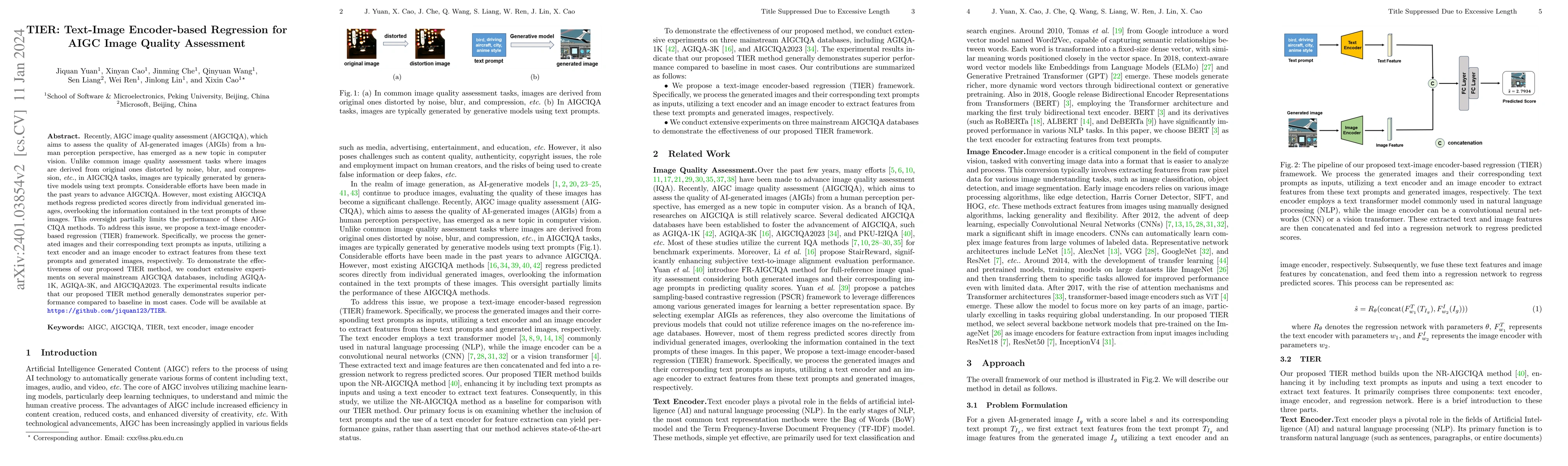 Thumbnail for TIER: Text-Image Encoder-based Regression for AIGC Image Quality
  Assessment