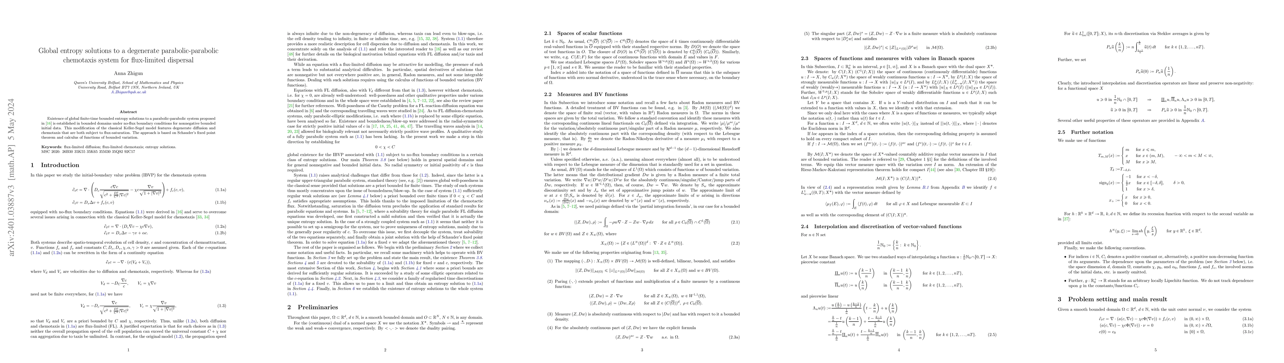 Thumbnail for Global entropy solutions to a degenerate parabolic-parabolic chemotaxis
  system for flux-limited dispersal