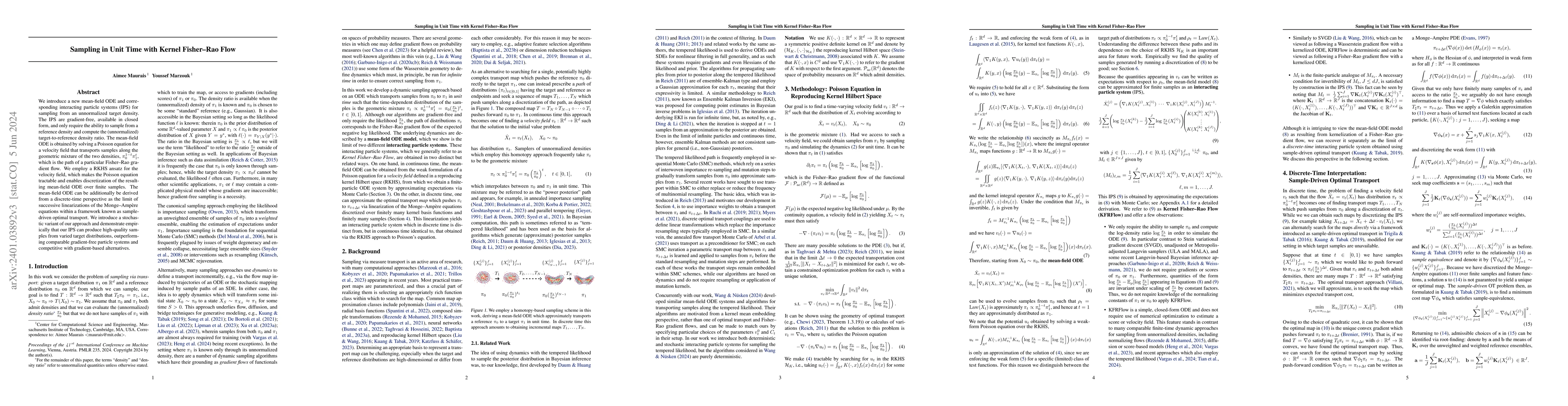 Thumbnail for Sampling in Unit Time with Kernel Fisher-Rao Flow