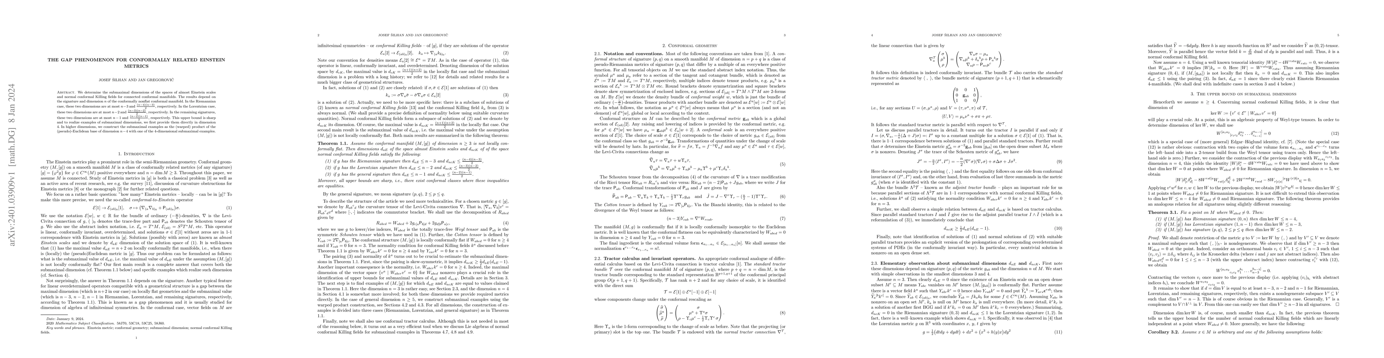 Thumbnail for The gap phenomenon for conformally related Einstein metrics