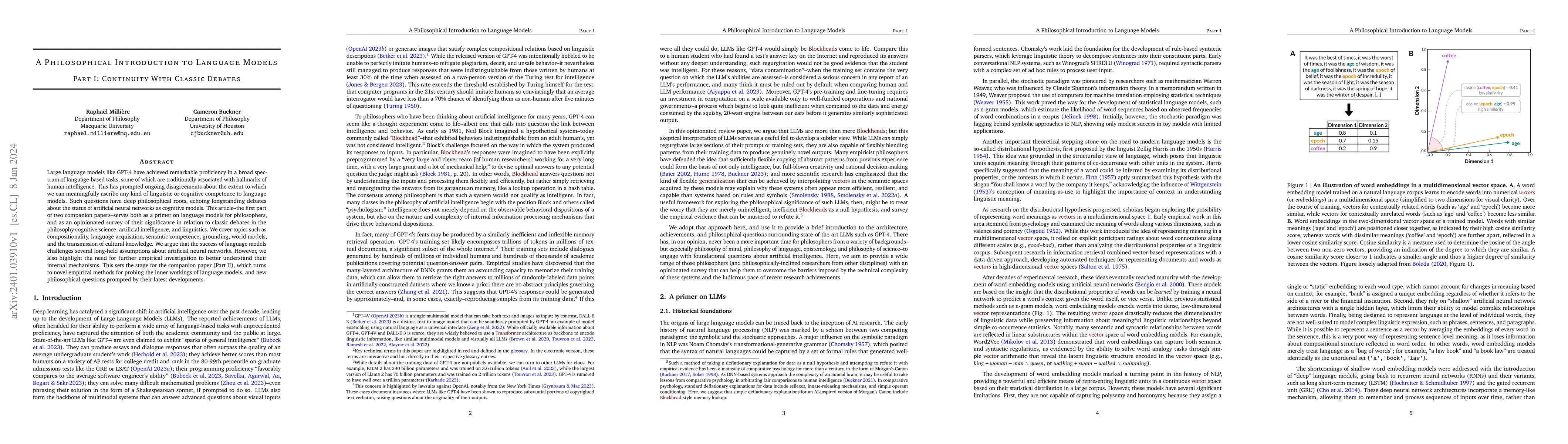 Thumbnail for A Philosophical Introduction to Language Models -- Part I: Continuity
  With Classic Debates