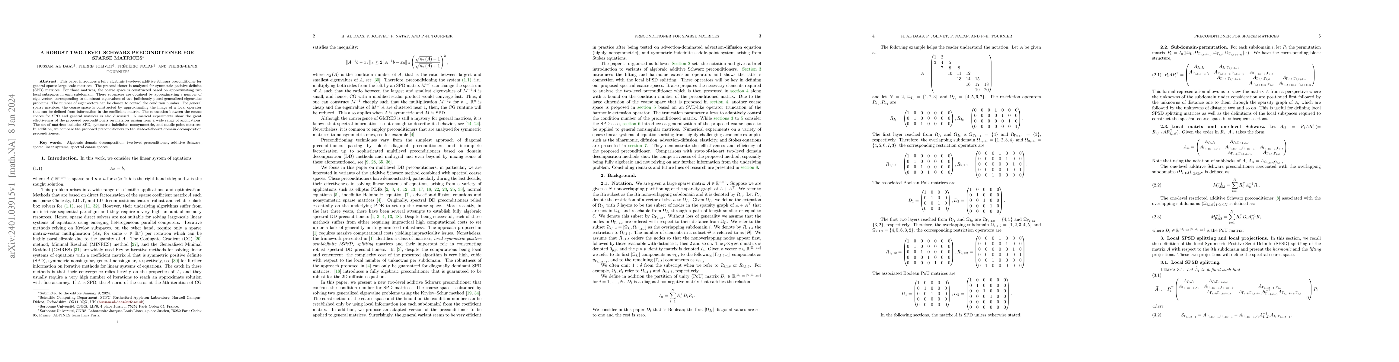 Thumbnail for A Robust Two-Level Schwarz Preconditioner For Sparse Matrices