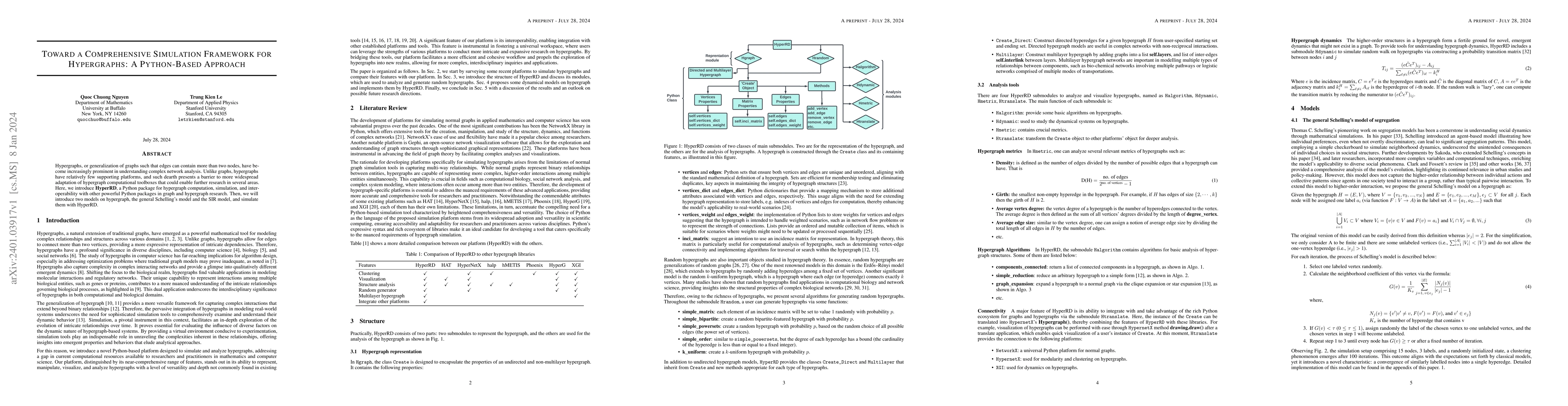 Thumbnail for Toward a comprehensive simulation framework for hypergraphs: a
  Python-base approach