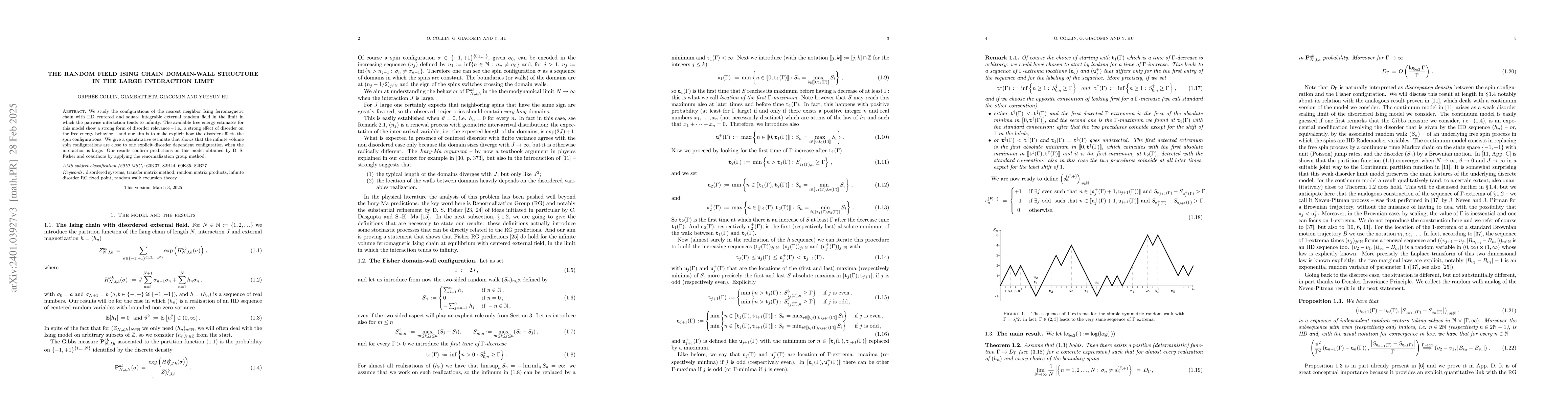 Thumbnail for The random field Ising chain domain-wall structure in the large
  interaction limit