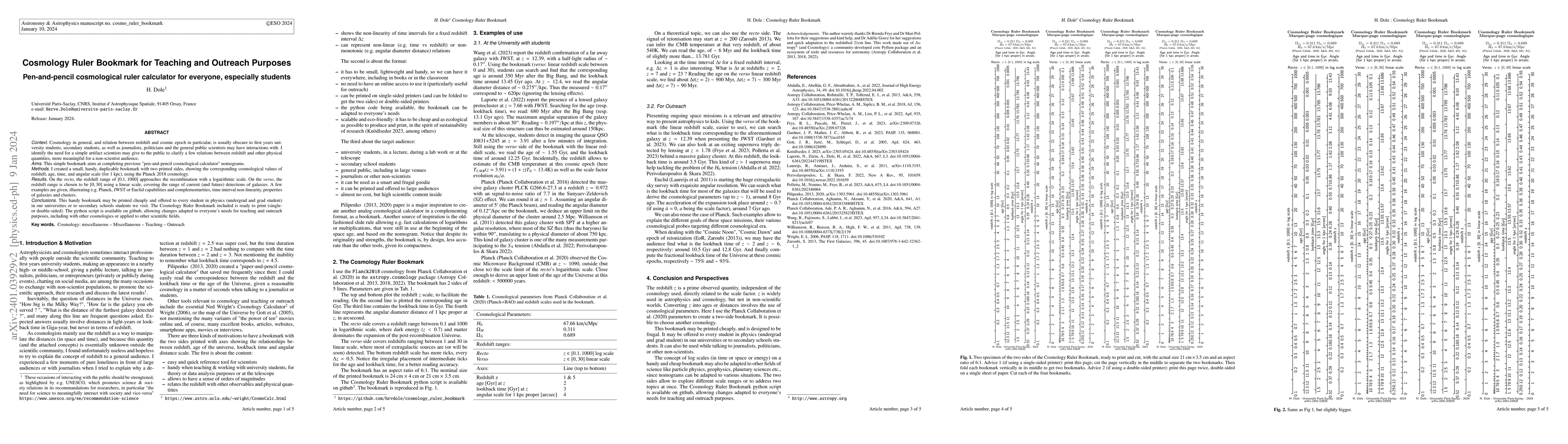 Thumbnail for Cosmology Ruler Bookmark for Teaching and Outreach Purposes
  (Pen-and-pencil cosmological ruler calculator for everyone, especially
  students)
