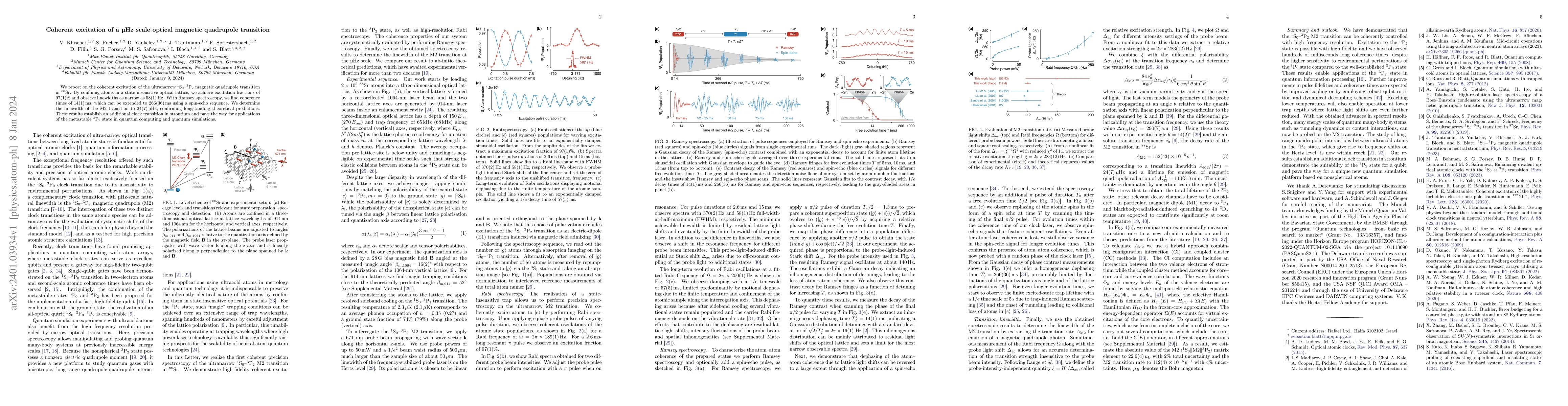 Thumbnail for Coherent excitation of a $\mu$Hz scale optical magnetic quadrupole
  transition