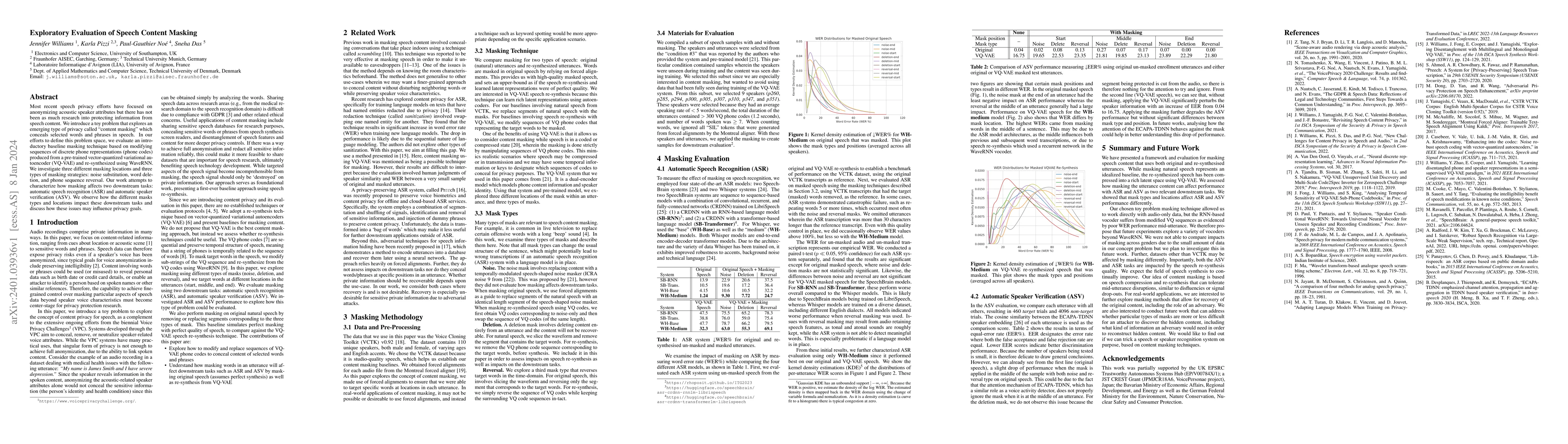 Thumbnail for Exploratory Evaluation of Speech Content Masking