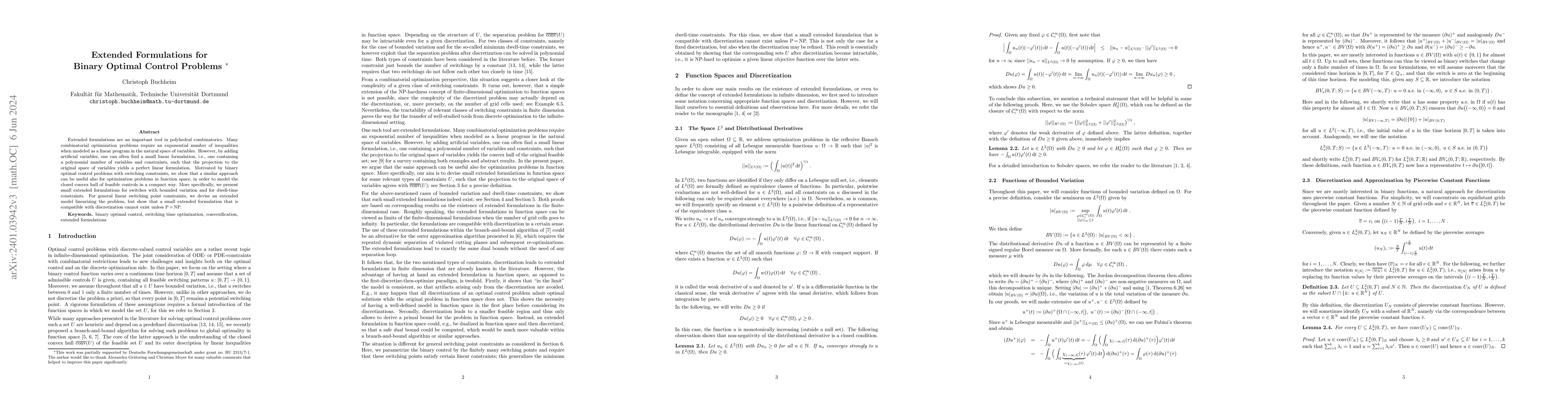 Thumbnail for Extended Formulations for Binary Optimal Control Problems