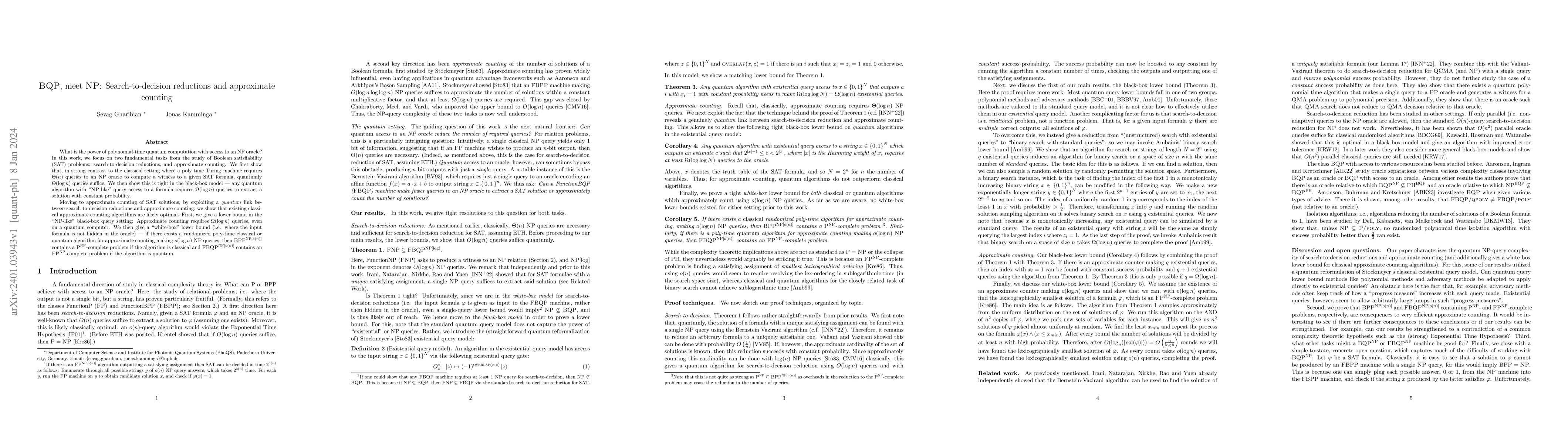 Thumbnail for BQP, meet NP: Search-to-decision reductions and approximate counting