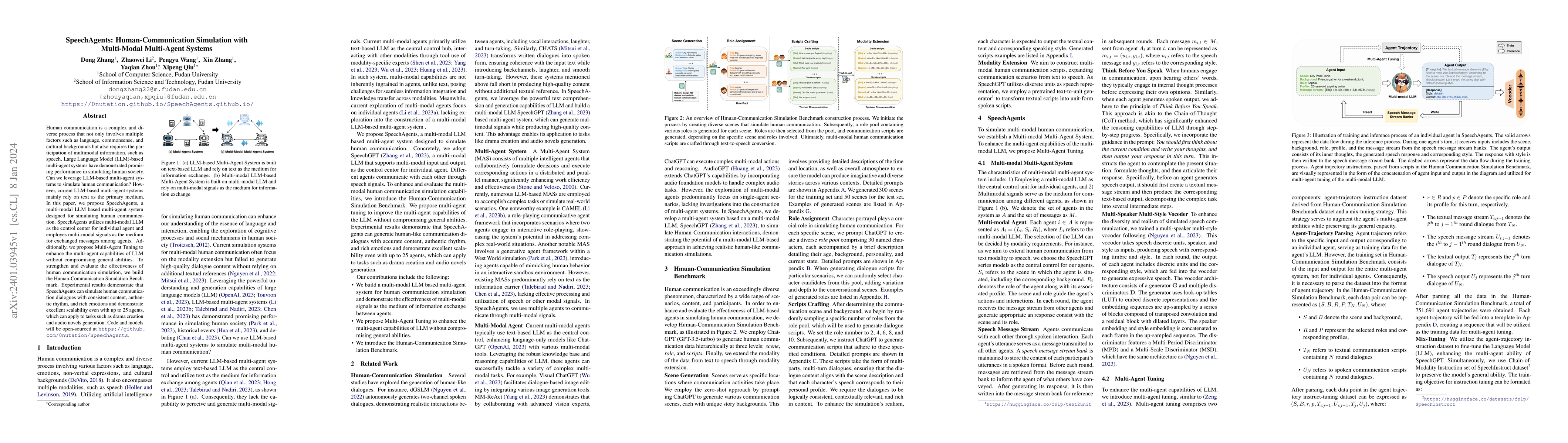 Thumbnail for SpeechAgents: Human-Communication Simulation with Multi-Modal
  Multi-Agent Systems