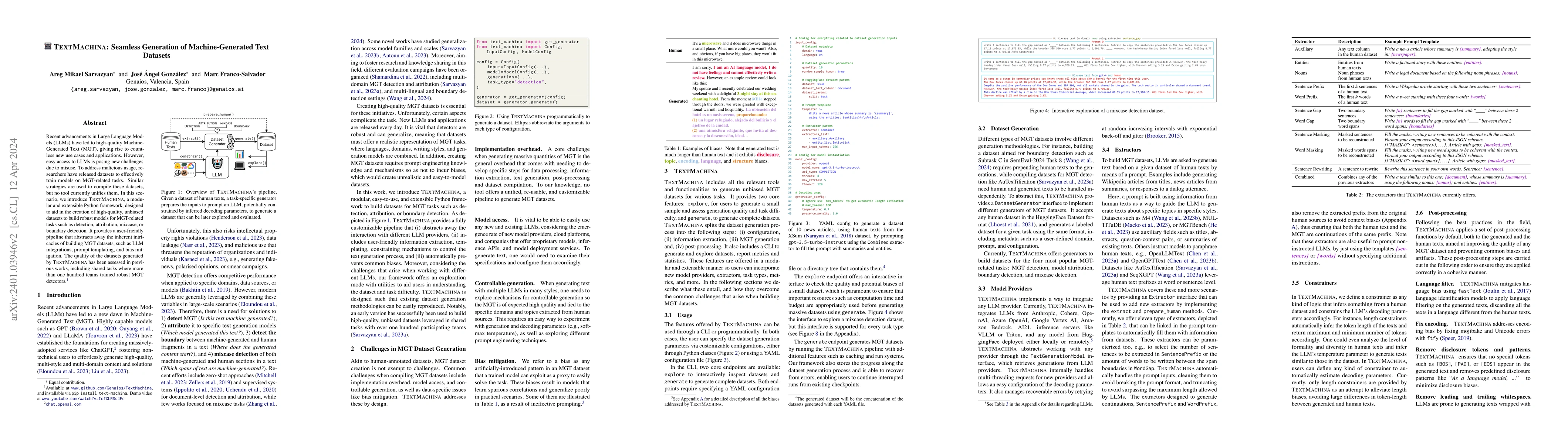 Thumbnail for TextMachina: Seamless Generation of Machine-Generated Text Datasets
