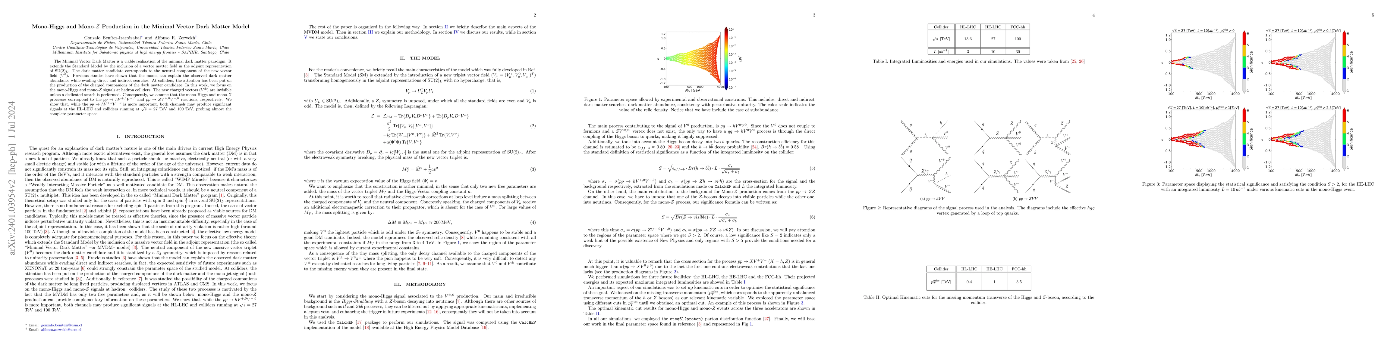 Thumbnail for Mono-Higgs and Mono-$Z$ Production in the Minimal Vector Dark Matter
  Model