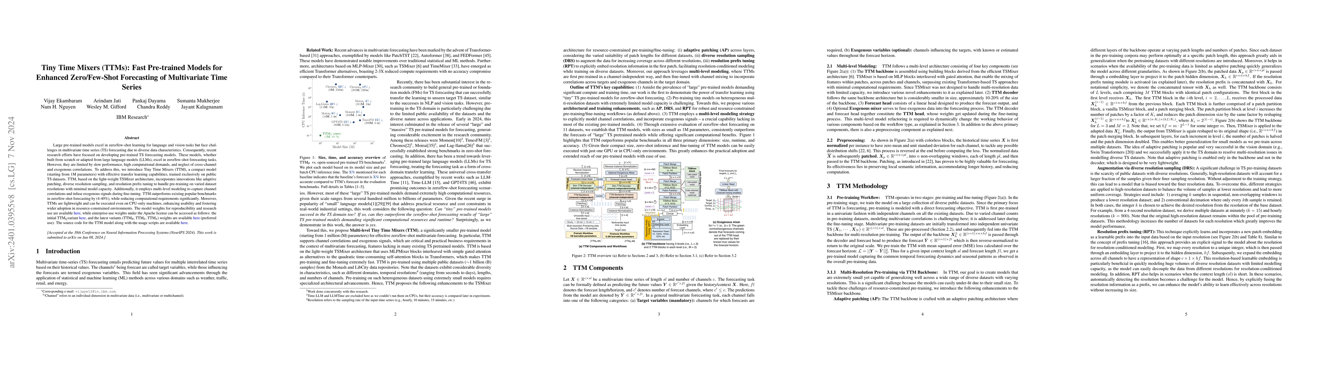 Thumbnail for Tiny Time Mixers (TTMs): Fast Pre-trained Models for Enhanced
  Zero/Few-Shot Forecasting of Multivariate Time Series