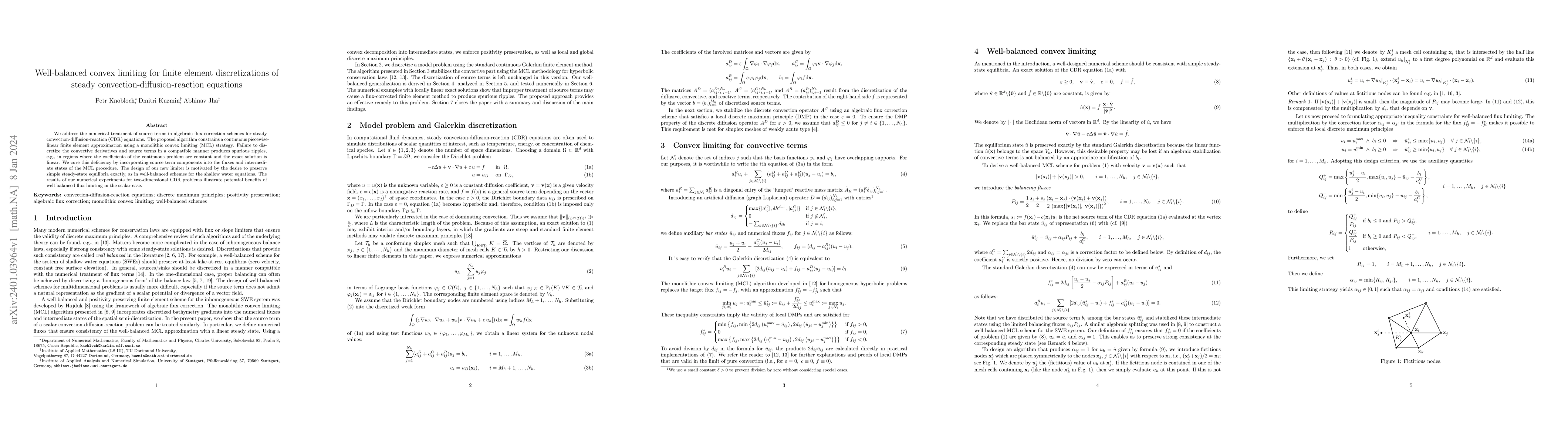 Thumbnail for Well-balanced convex limiting for finite element discretizations of
  steady convection-diffusion-reaction equations