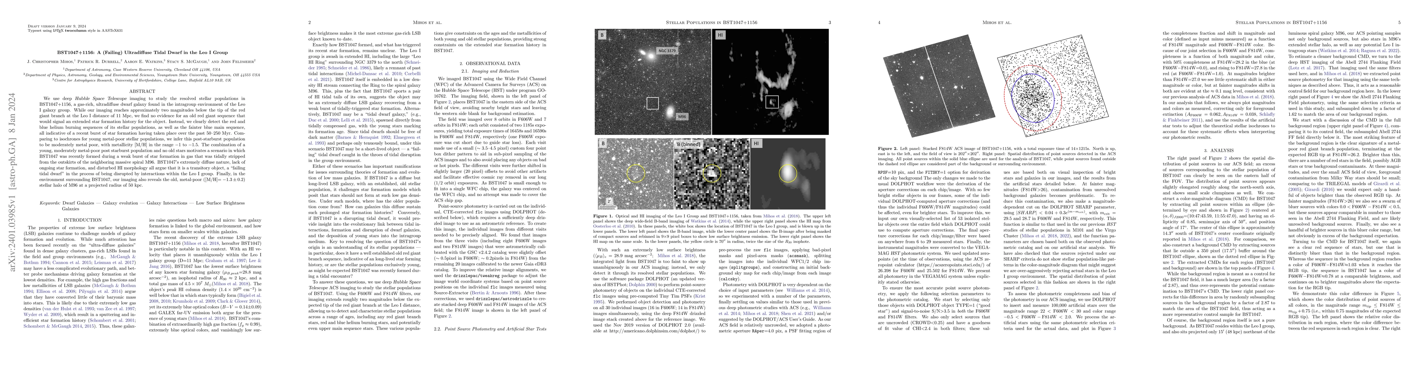 Thumbnail for BST1047+1156: A (Failing) Ultradiffuse Tidal Dwarf in the Leo I Group