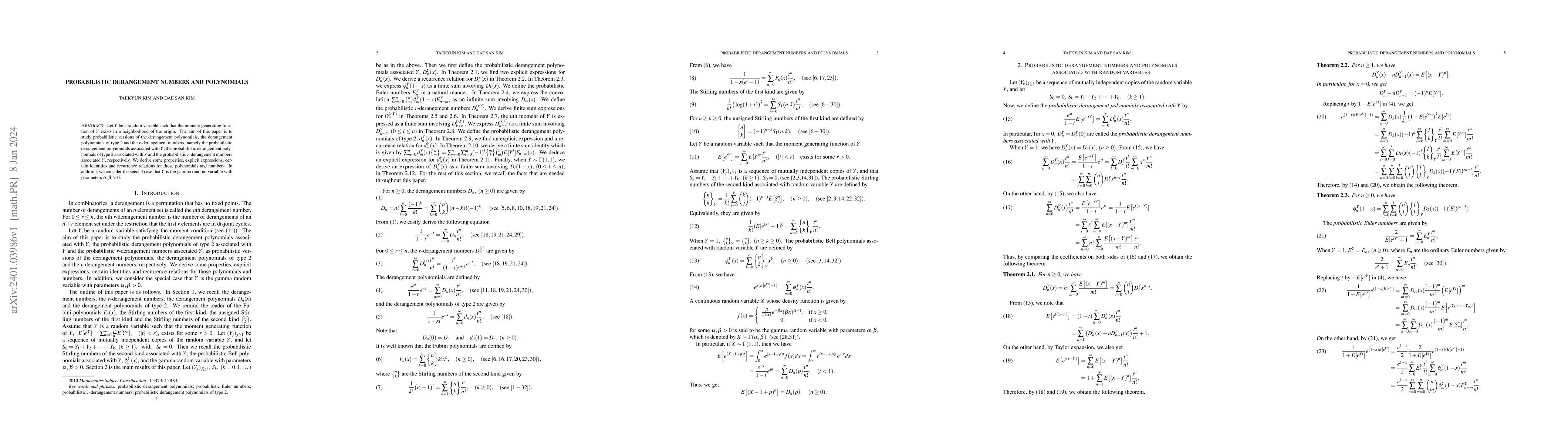 Thumbnail for Probabilistic derangement numbers and polynomials