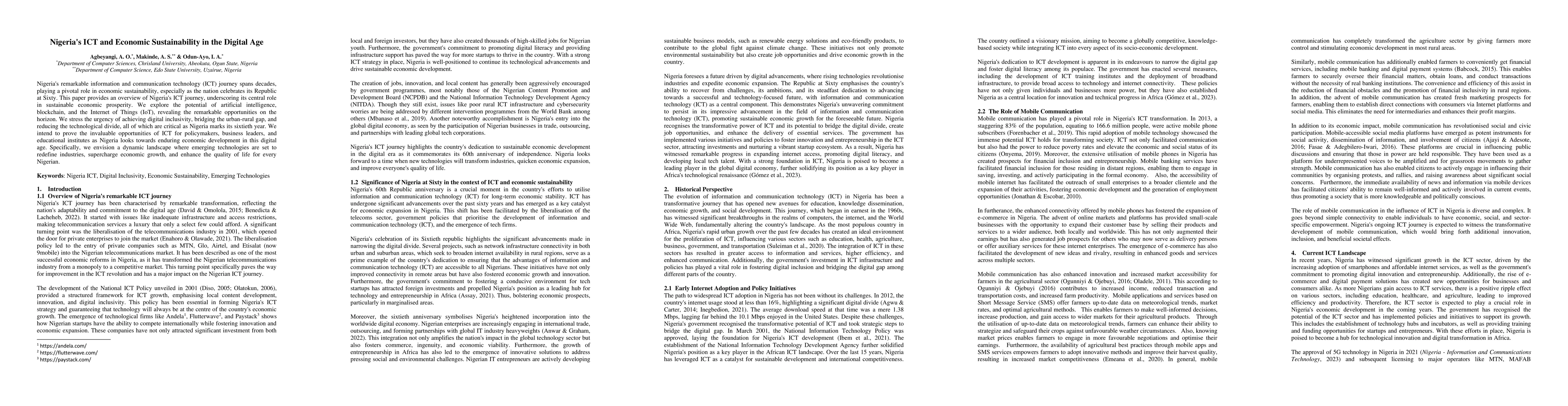 Thumbnail for Nigeria's ICT and Economic Sustainability in the Digital Age