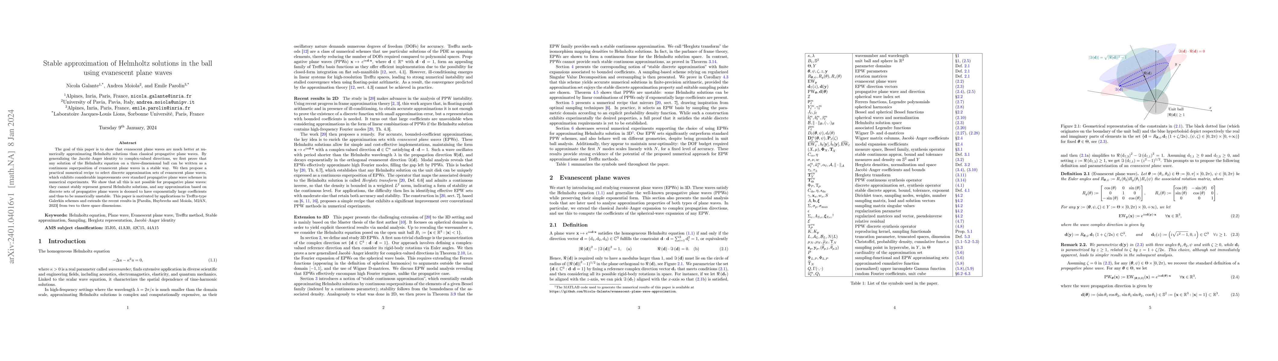 Thumbnail for Stable approximation of Helmholtz solutions in the ball using evanescent
  plane waves