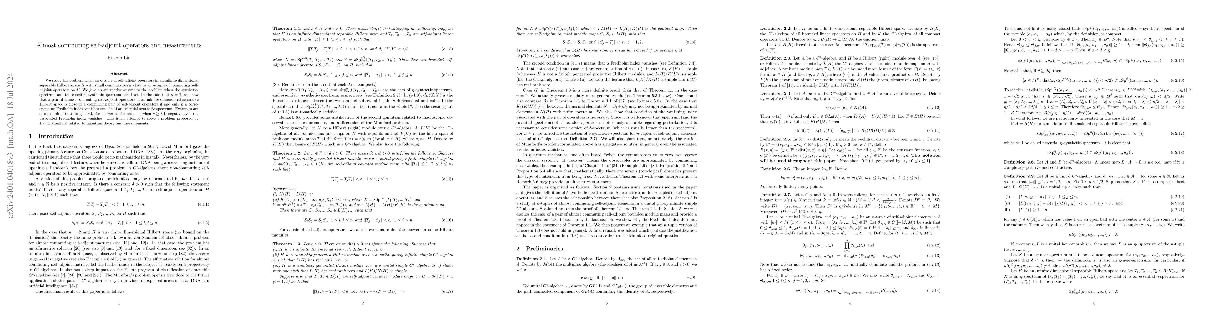 Thumbnail for Almost commuting self-adjoint operators and measurements