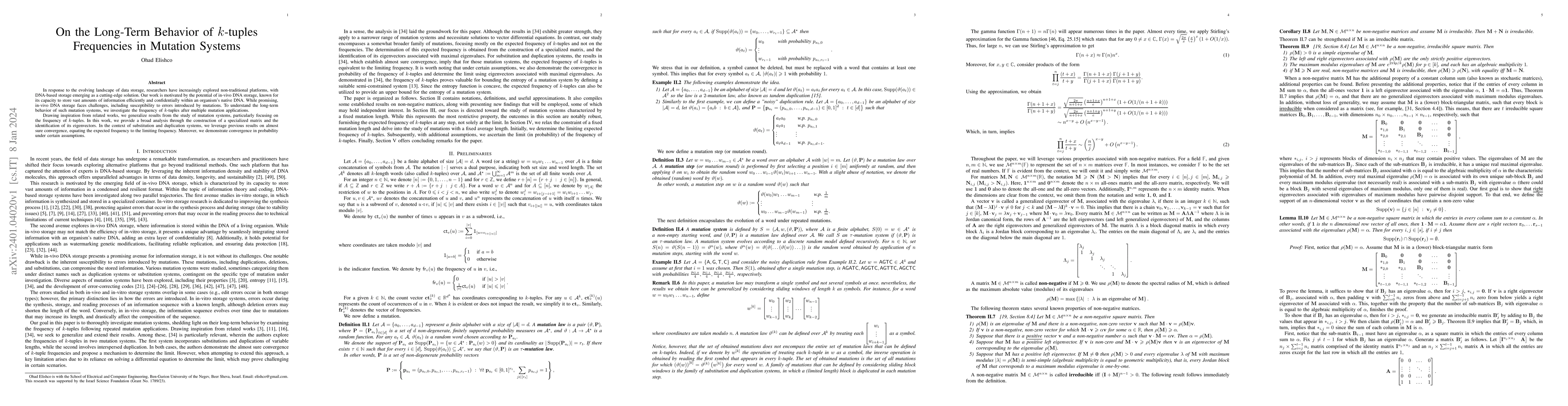 Thumbnail for On the Long-Term behavior of $k$-tuples Frequencies in Mutation Systems