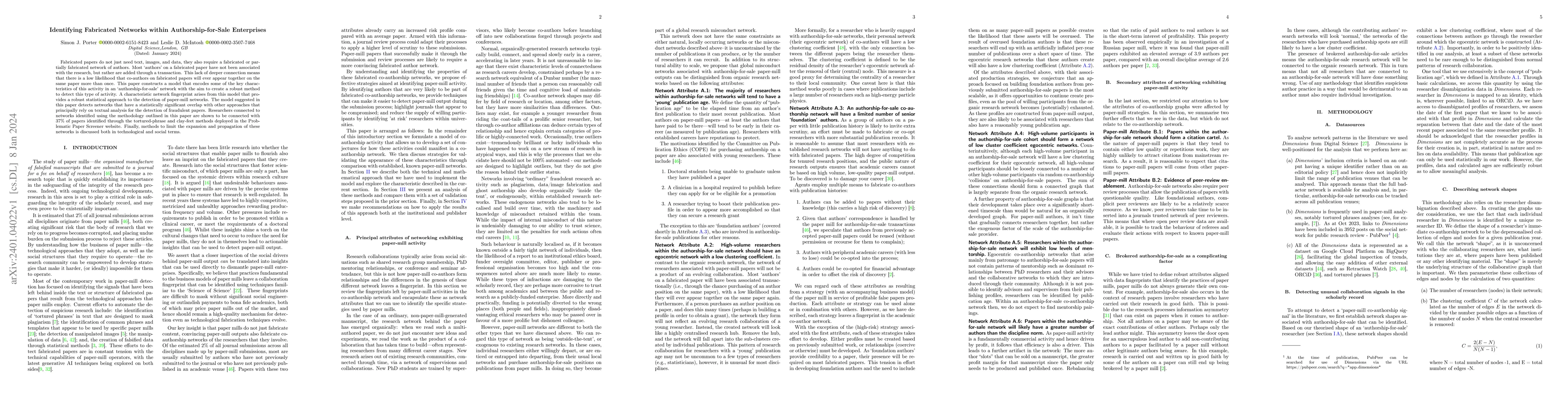 Thumbnail for Identifying Fabricated Networks within Authorship-for-Sale Enterprises