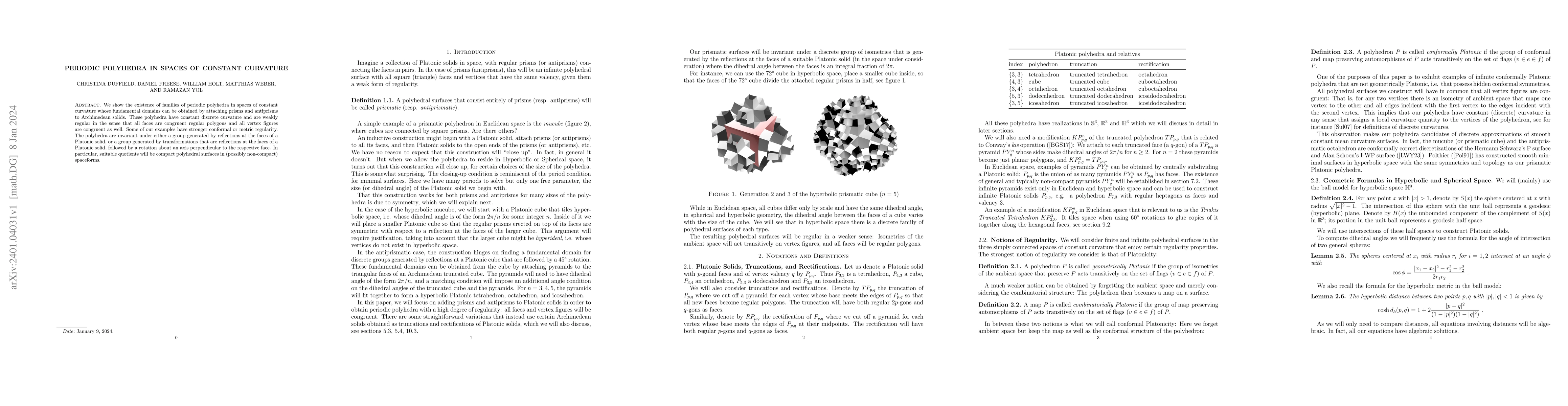 Thumbnail for Periodic Polyhedra in Spaces of Constant Curvature