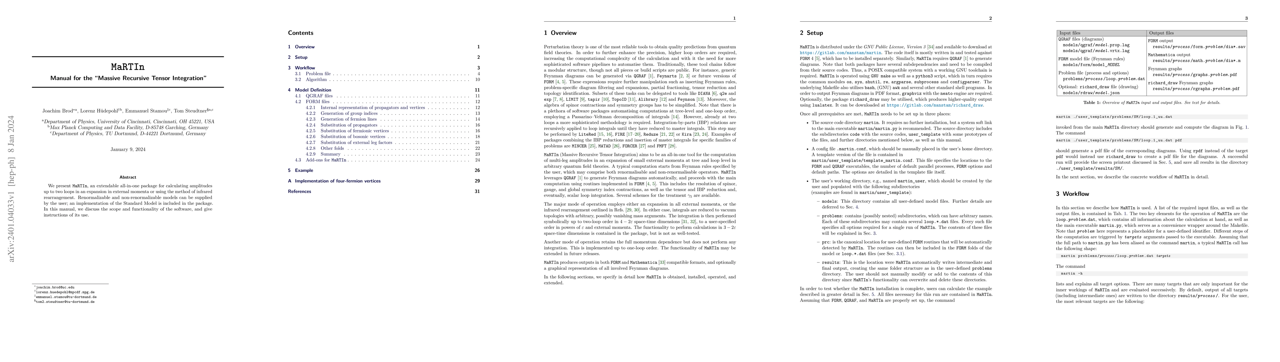 Thumbnail for MaRTIn -- Manual for the "Massive Recursive Tensor Integration"
