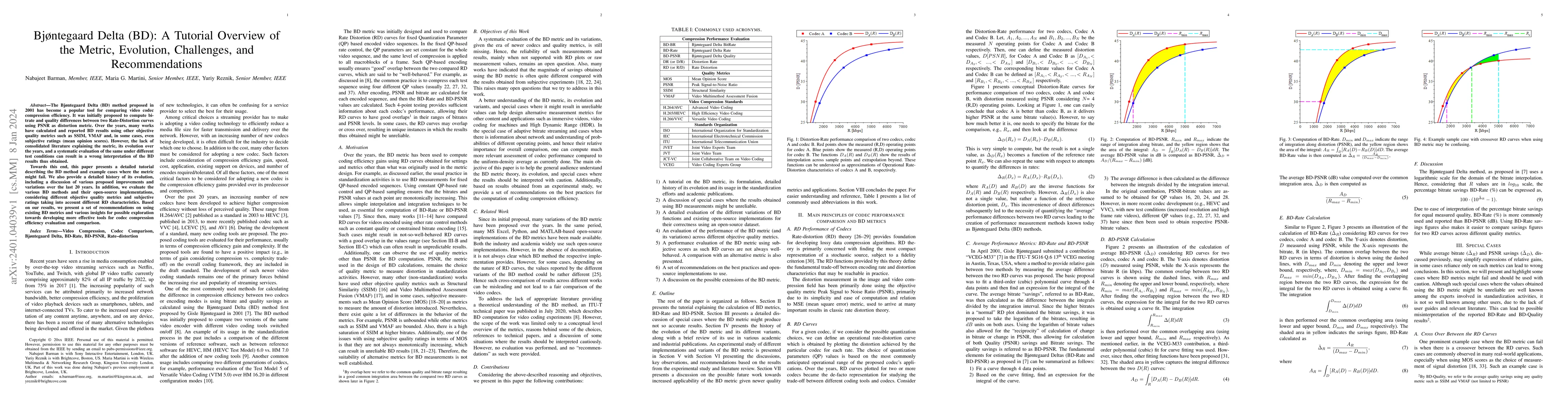 Thumbnail for Bj{\o}ntegaard Delta (BD): A Tutorial Overview of the Metric, Evolution,
  Challenges, and Recommendations