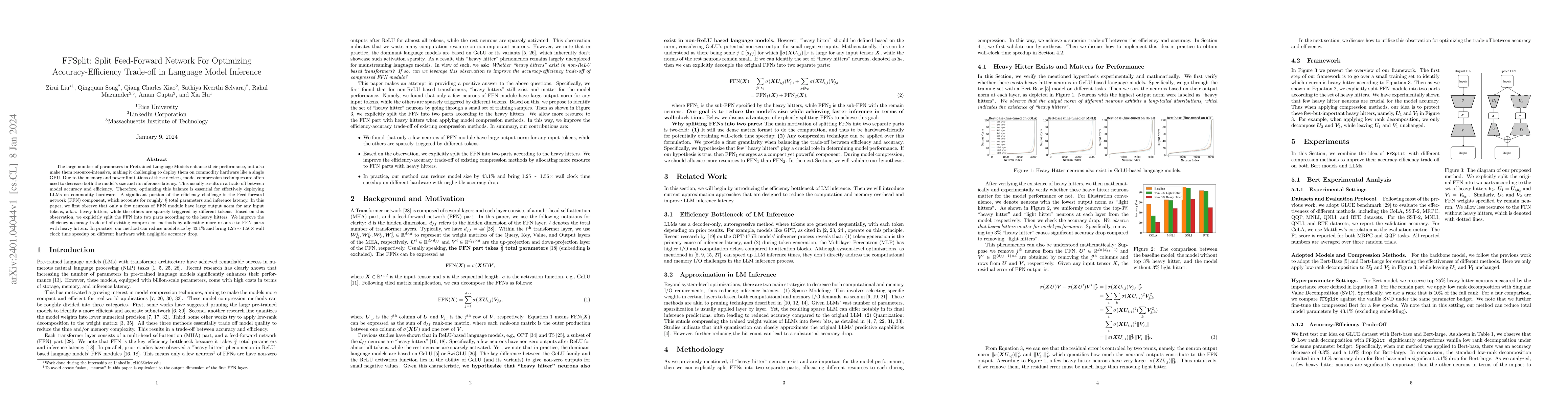 Thumbnail for FFSplit: Split Feed-Forward Network For Optimizing Accuracy-Efficiency
  Trade-off in Language Model Inference