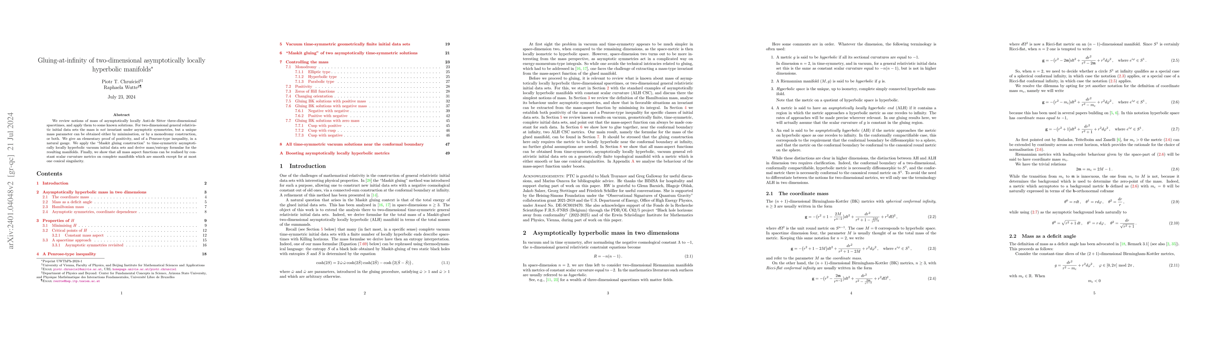 Thumbnail for Gluing-at-infinity of two-dimensional asymptotically locally hyperbolic
  manifolds