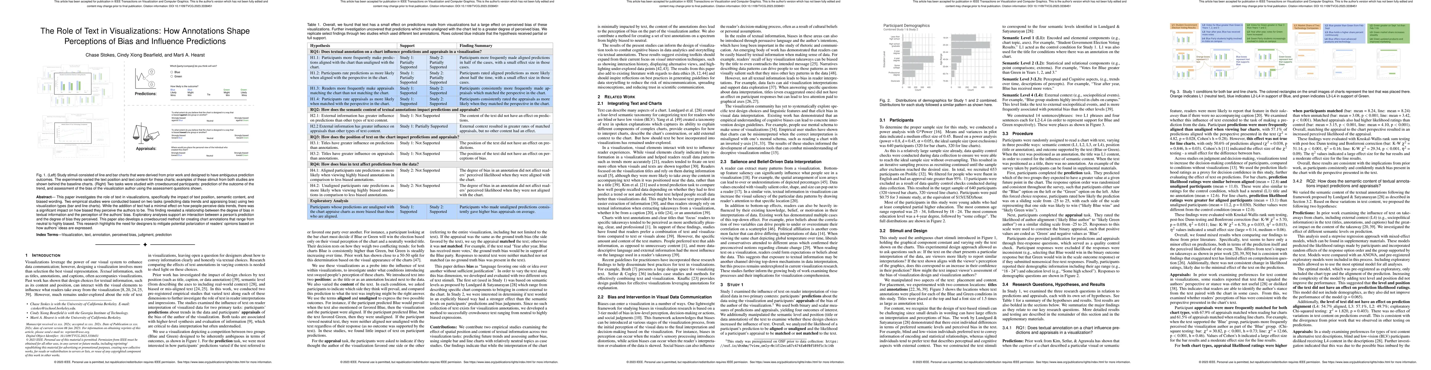 Thumbnail for The Role of Text in Visualizations: How Annotations Shape Perceptions of
  Bias and Influence Predictions