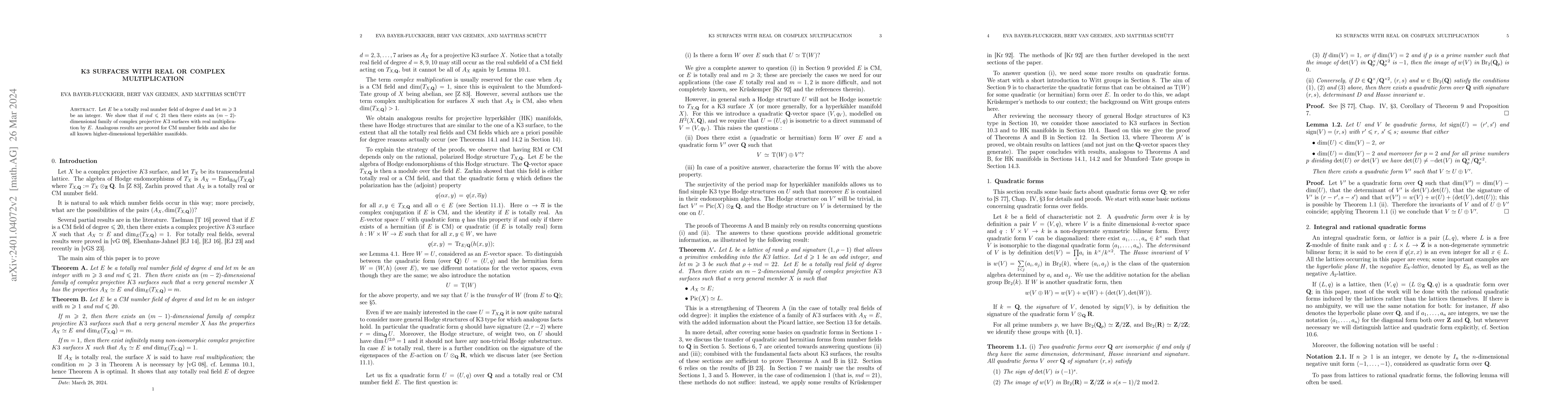 Thumbnail for K3 surfaces with real or complex multiplication