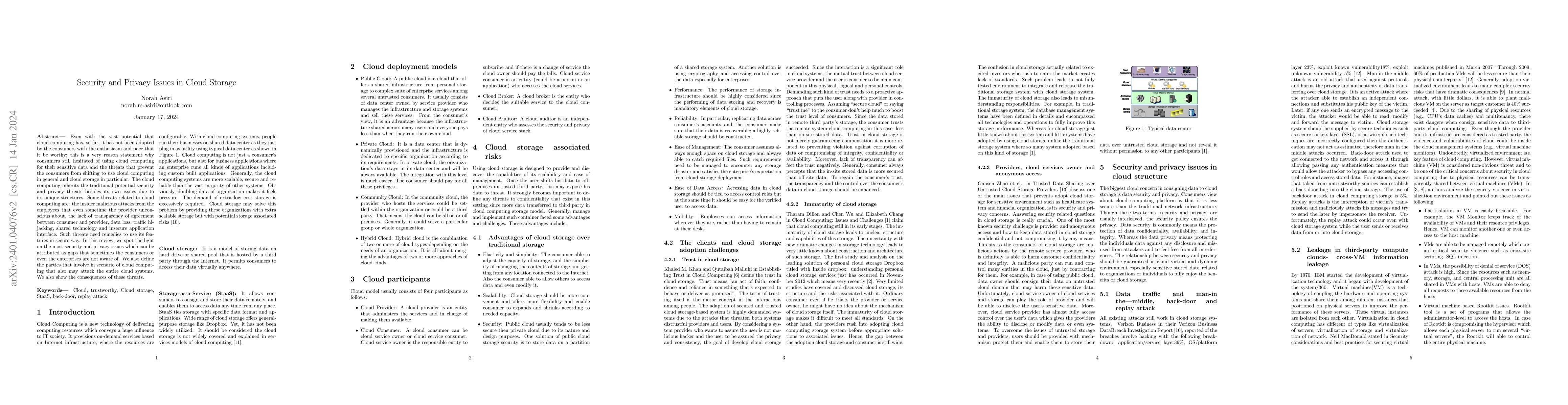 Thumbnail for Security and Privacy Issues in Cloud Storage